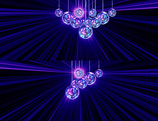 Image showing Colorful funky background with mirror disco balls