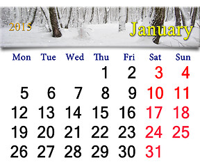 Image showing calendar for the January of 2015 year