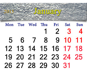 Image showing calendar for January of 2015 with layer of snow