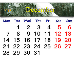 Image showing calendar for December with evergreen spruce