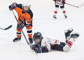 Image showing Game between children ice-hockey teams