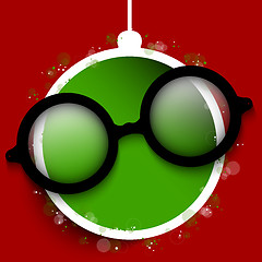 Image showing Merry Christmas Red Ball with Glasses