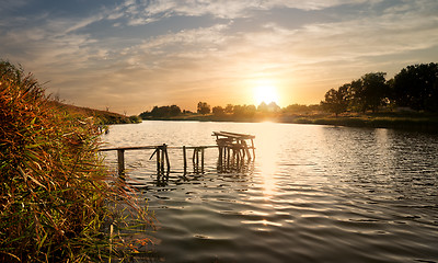 Image showing Fishing sigean at sunset