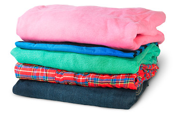 Image showing Stack Of Five Types Of Clothes Rotated