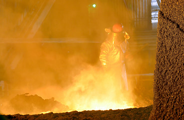 Image showing worker in steel plant