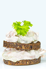 Image showing Pumpernickel with meat salad