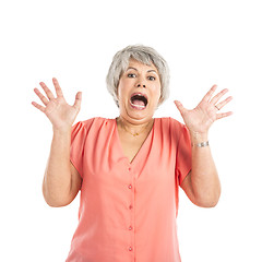 Image showing Stressed old woman