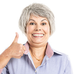 Image showing Elderly woman with thumbs up