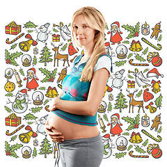 Image showing Pregnant Woman Looking For Christmas Gifts
