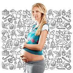 Image showing Pregnant Woman Looking For Christmas Gifts