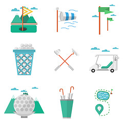 Image showing Flat colored vector icons for golf