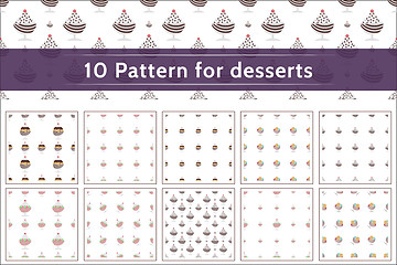 Image showing Vector collection of 10 patterns for desserts