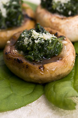 Image showing mushrooms stuffed with spinach