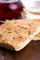 Image showing Italian focaccia bread with rosemary