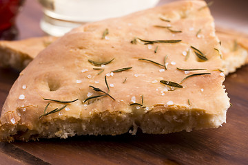 Image showing Italian focaccia bread with rosemary