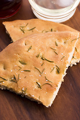 Image showing Italian focaccia bread with rosemary