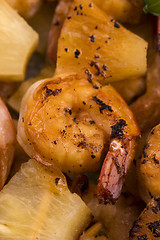 Image showing Skewer shrimp with pineapple