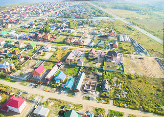 Image showing Aerial view onto rural street