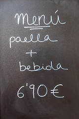 Image showing Exterior menu cartel in Barcelona - Spain