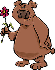 Image showing bear with flower cartoon illustration