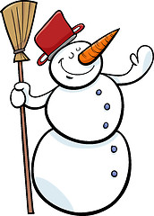 Image showing happy snowman cartoon illustration