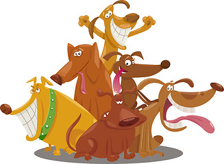 Image showing playful dogs group cartoon illustration