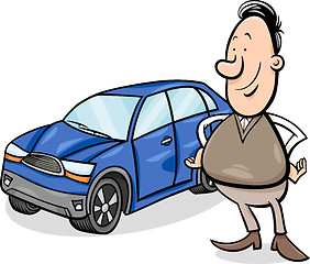 Image showing man and car cartoon illustration