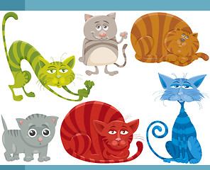Image showing funny cats cartoon illustration set