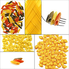 Image showing various type of Italian pasta collage