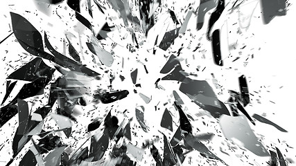 Image showing Destructed or Shattered glass on white with motion blur