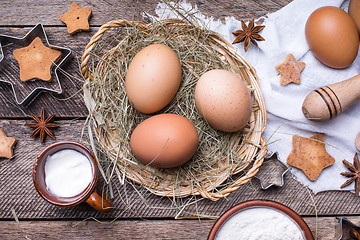 Image showing Cooking Xmas pastry and holiday cookies with ingredients  