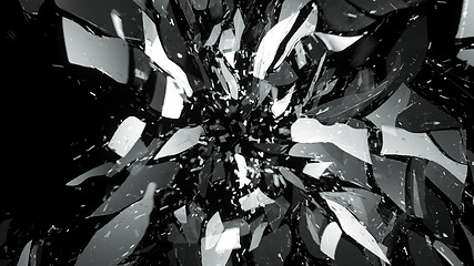 Image showing Breaking and Destructed glass on black with motion blur