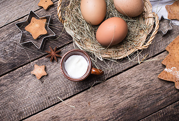 Image showing Eggs for Christmas pastry and homemade cookies 