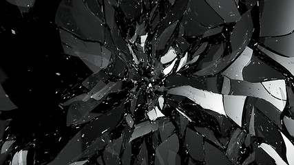 Image showing Breaking and Destructed glass on black