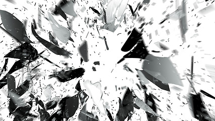 Image showing Shattered glass on white with motion blur