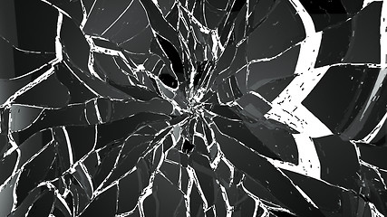 Image showing Pieces of Shattered glass isolated on white