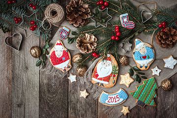 Image showing Xmas pastry and homemade cookies with decoration