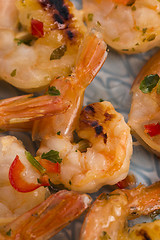 Image showing Skewered Tiger Prawns