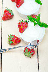 Image showing organic Greek yogurt and strawberry