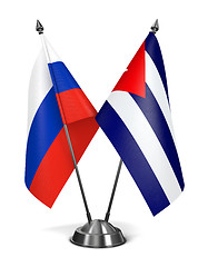 Image showing Russia and Cuba - Miniature Flags.