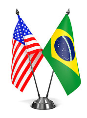Image showing USA and Brazil - Miniature Flags.