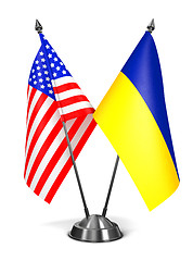 Image showing USA and Ukraine - Miniature Flags.