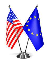 Image showing EU and USA - Miniature Flags.