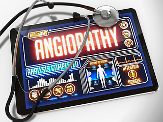 Image showing Angiopathy on the Display of Medical Tablet.