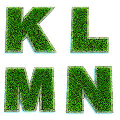 Image showing Letters K, L, M, N  as Lawn - Set of 3d.