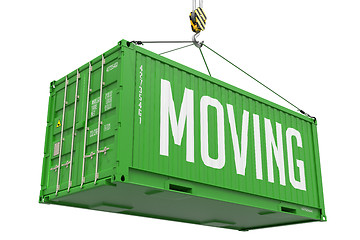 Image showing Moving - Green Hanging Cargo Container.