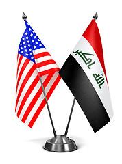 Image showing USA and Iraq - Miniature Flags.