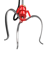 Image showing Closed Metal Robotic Claw in Red Color.