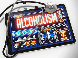 Image showing Alcoholism on the Display of Medical Tablet.