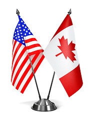 Image showing USA and Canada - Miniature Flags.